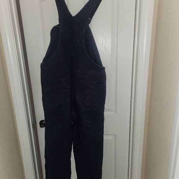 Carhartt flame resistant quilt lined Duck bib Overalls 32x34 navy - Picture 4 of 11